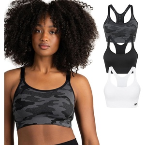 New Balance 3 Pack Seamless Sports Bras for Women, Cami Keyhole Breathability, Gym Sports Bra, Yoga Workout Set(Camo)