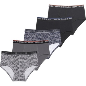 New Balance Boys’ Non-brushed Jersey Performance Wicking Cotton Brief Underwear (5 Pack)(Castlerock/Raincloud/Black/Raincloud/Black)