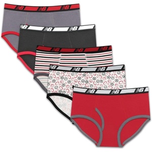 New Balance Boys’ Non-brushed Jersey Performance Wicking Cotton Brief Underwear (5 Pack)(Stripes/Team/Black/Lead/Sports)