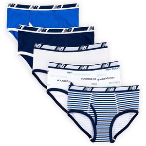 New Balance Boys’ Non-brushed Jersey Performance Wicking Cotton Brief Underwear (5 Pack)(Team Navy/White/Word Blue/ Team Royal/Stripes)