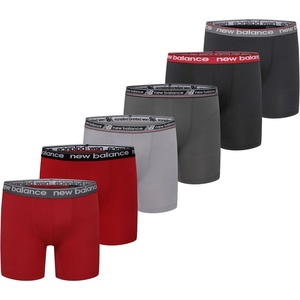 New Balance Boys’ Non-brushed Jersey Sport Performance Wicking Boxer Briefs Underwear (Multi Pack)(Black/Castlerock/Team Red/Raincloud/Black/Team Red)