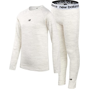 New Balance Boys Performance Base Layer Set – 2 Piece Athletic Moisture-Wicking Long Sleeve T Shirt and Tights (Sizes: 2T-20)(White Camo)