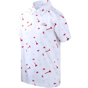 New Balance Boys Polo Shirt, Active Short Sleeve Golf Polo, Sizes 8-20 | Soft, Breathable Fabric, Classic Collar Meets Dress Code, Resists Fading, Pairs with Khakis or Joggers, School Ready(White Red Print)