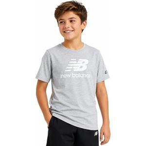 New Balance Boys Shirts, Short Sleeve Cotton Graphic Tee, Athletic Teens | Soft Breathable Blend, Classic Logo Look, Layer under Hoodies or Wear Solo for School, Sports & Weekends, Sizes 8-20(New Grey)