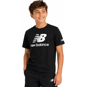 New Balance Boys Shirts, Short Sleeve Cotton Graphic Tee, Athletic Teens | Soft Breathable Blend, Classic Logo Look, Layer under Hoodies or Wear Solo for School, Sports & Weekends, Sizes 8-20(Dark Black)