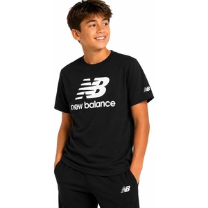New Balance Boys Shirts, Short Sleeve Cotton Graphic Tee, Athletic Teens | Soft Breathable Blend, Classic Logo Look, Layer under Hoodies or Wear Solo for School, Sports & Weekends, Sizes 8-20(Emb. Black)