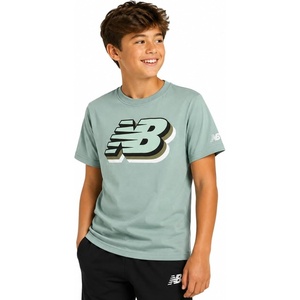 New Balance Boys Shirts, Short Sleeve Cotton Graphic Tee, Athletic Teens | Soft Breathable Blend, Classic Logo Look, Layer under Hoodies or Wear Solo for School, Sports & Weekends, Sizes 8-20(Salt Marsh)