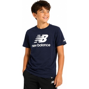 New Balance Boys Shirts, Short Sleeve Cotton Graphic Tee, Athletic Teens | Soft Breathable Blend, Classic Logo Look, Layer under Hoodies or Wear Solo for School, Sports & Weekends, Sizes 8-20(Navy)