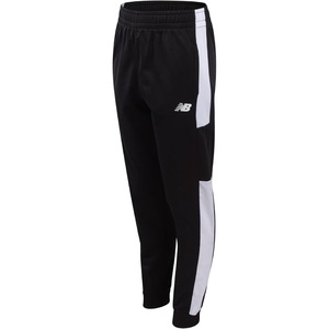 New Balance Boys Sweatpants, Performance Tricot Joggers, Drawstring Waist | Secure Zip Pockets, Breathable Stretch Fabric, Reinforced Stitching, Tapered Cuffed Hem for Gym, School & Field Play(Deep Black White)