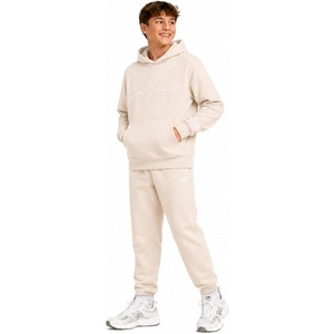 New Balance Boys Sweatsuit Set – 2 Piece Cozy Athletic Pullover Graphic Hoodie and Fleece Joggers for Boys (Sizes: 8-16)(Timberwolf Tan)