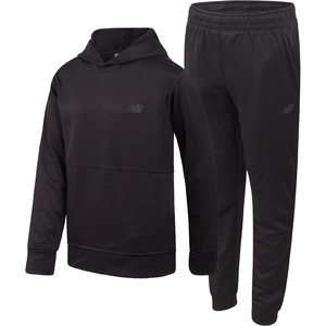 New Balance Boys Sweatsuit Set – 2 Piece Tech Fleece Hoodie Sweatshirt and Jogger Sweatpants Tracksuit Set for Boys (2T-16)(Deep Black)