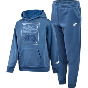 New Balance Boys Tracksuit 2 Piece Hoodie & Jogger Sweatpants 8-16 | Deep Kangaroo Pockets, Designed for Easy Movement, from Gym Class To Weekend Errands, Sharp Matching Vibe(Shoreline Blue)
