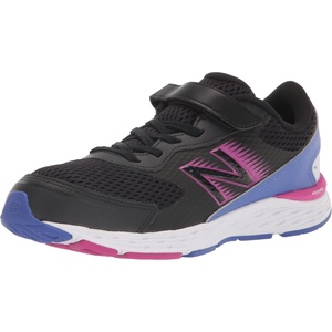 New Balance Kids’ 680 V6 Hook and Loop Running Shoe(Black/Magenta Pop/Aura)