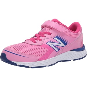 New Balance Kids’ 680 V6 Hook and Loop Running Shoe(Candy Pink/Exuberant Pink/Marine Blue)