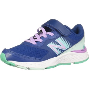 New Balance Kids’ 680 V6 Hook and Loop Running Shoe(Captain Blue/Dark Violet Glo/White Mint)