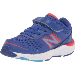 New Balance Kids’ 680 V6 Hook and Loop Running Shoe(Infinity Blue/Neo Flame/Vibrant Sky)