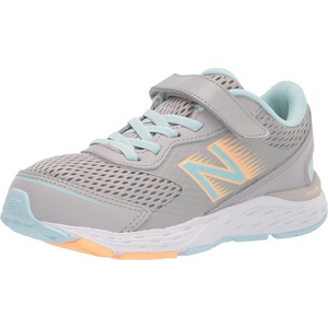 New Balance Kids’ 680 V6 Hook and Loop Running Shoe(Rain Cloud/Pale Blue Chill/Light Mango)
