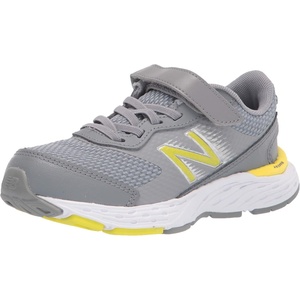 New Balance Kids’ 680 V6 Hook and Loop Running Shoe(Steel/First Light/Silver Metallic)