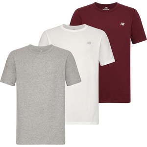 New Balance Men’s Cotton Performance Crew Neck Undershirts Tag Free and Moisture-Wicking (3 Pack)(Light Heather Grey/White/Burgundy)