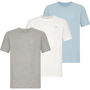 New Balance Men’s Cotton Performance Crew Neck Undershirts Tag Free and Moisture-Wicking (3 Pack)(Light Heather Grey/White/Light Chrome)