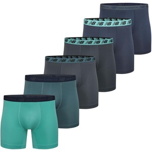 New Balance Men’s Performance Boxer Briefs, Moisture Wicking Lightweight Breathable Underwear, Tagless (6 Pack)(Team Navy/Thunder/Jade/Airy)