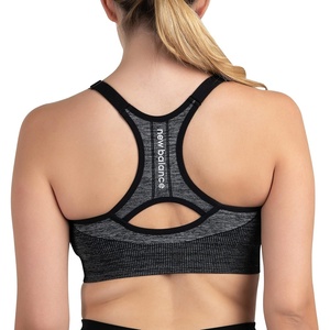 New Balance Women’s Seamless Heather MID Impact Adjustable Sport Bra with Removable Pads Black