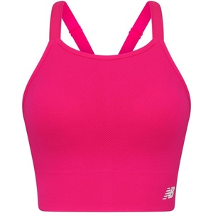 New Balance Womens Seamless Wirefree, Strappy Longline High-Neck Sports Bra with Removable Pads, Alpha Pink, Large