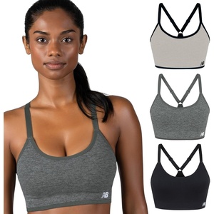 New Balance Women’s Sports Bras 3 Pack, Seamless Cami, Removable Pads, Medium Impact Gym Sports Bra for Women, Workout Set(Grey  Black  Sea Salt)