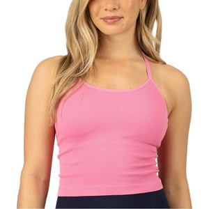 New Balance Women’s Yoga Back Crop Top with Built-in Sports Bra, Cami Top for Running, Workouts, Activewear for Women(Real Pink)