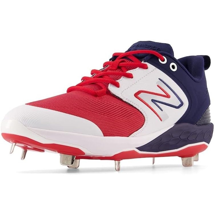 image:imageNew Balance Mens Fresh Foam X 3000 V6 Metal Baseball ShoesWhiteNavy BlueRed