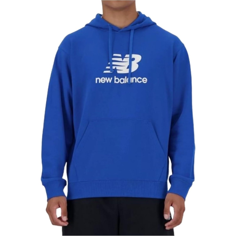 image:imageNew Balance mens Nb Essentials Stacked Logo Pullover HoodieBlue Oasis