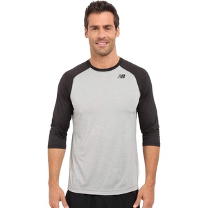 New Balance Mens 3/4 Baseball Raglan Top(Team Black)