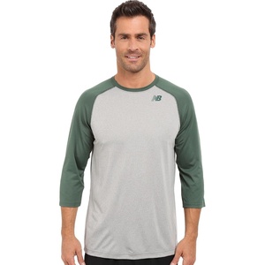 New Balance Mens 3/4 Baseball Raglan Top(Team Dark Green)