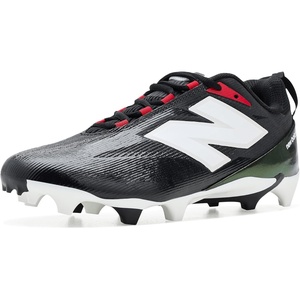 New Balance Men’s Burnx5 Lacrosse Cleats Shoe, Black/White/Team Red, 7 Wide