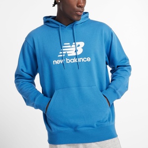 New Balance mens Nb Essentials Stacked Logo Pullover Hoodie(Blue Agate)