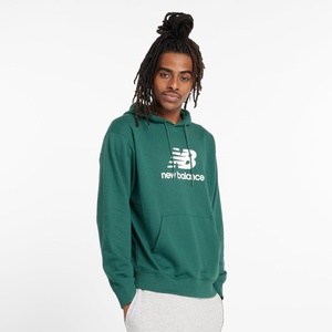 New Balance mens Nb Essentials Stacked Logo Pullover Hoodie(Nightwatch Green)
