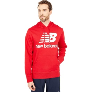 New Balance mens Nb Essentials Stacked Logo Pullover Hoodie(Team Red Inline)